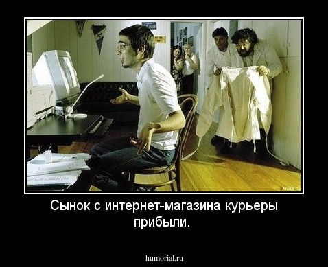 Сынок с интернет-магазина курьеры прибыли. 