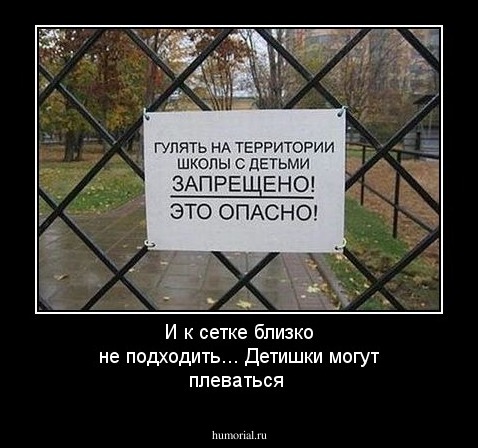 И к сетке близко не подходить... Детишки могут плеваться