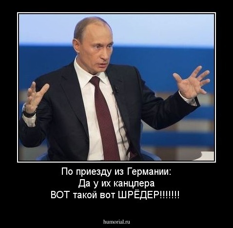 По приезду из Германии:
Да у их канцлера ВОТ такой вот ШРЁДЕР!!!!!!!