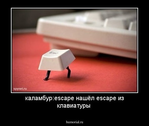 каламбур:escape нашёл escape из клавиатуры