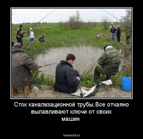 Сток канализационной трубы.Все отчаяно вылавливают ключи от своих машин