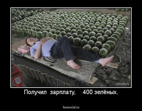 Получил  зарплату,    400 зелёных.