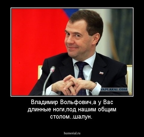 Владимир Вольфович,а у Вас длинные ноги,под нашим общим столом..шалун.