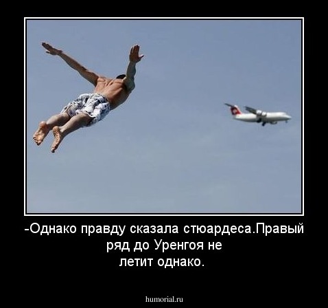  -Однако правду сказала стюардеса.Правый ряд до Уренгоя не летит однако.