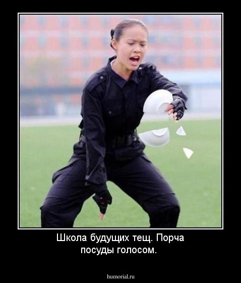 Школа будущих тещ.  Порча посуды голосом.