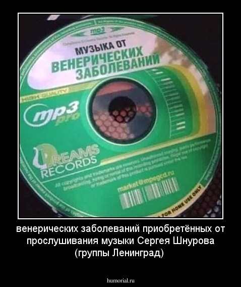  венерических заболеваний приобретённых от прослушивания музыки Сергея Шнурова (группы Ленинград)
