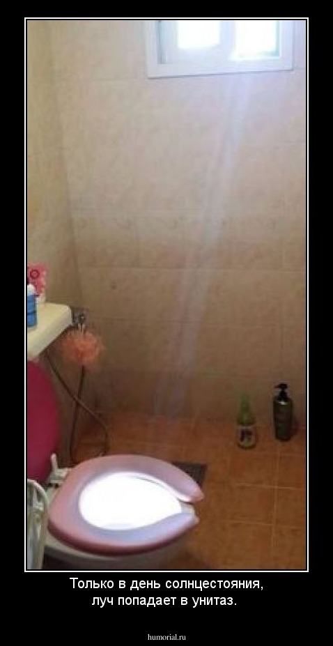 Только в день солнцестояния, луч попадает в унитаз.  