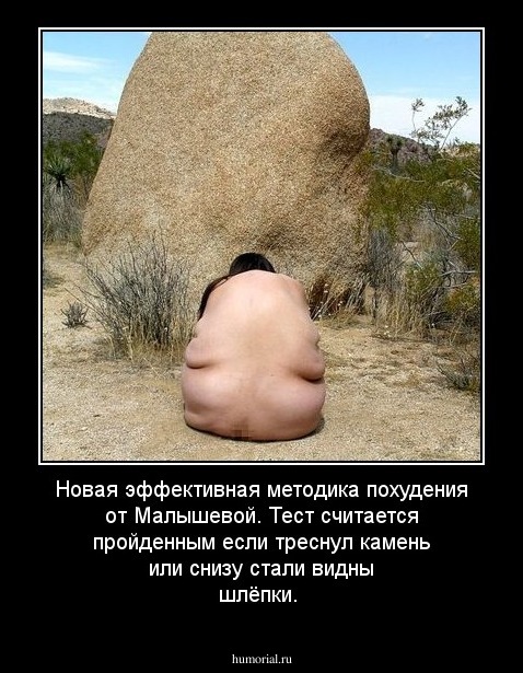 Новая эффективная методика похудения от Малышевой. Тест считается пройденным если треснул камень или снизу стали видны шлёпки.