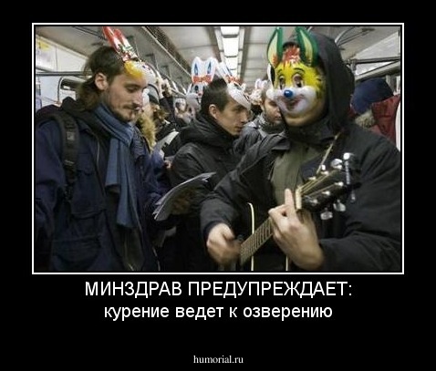 МИНЗДРАВ ПРЕДУПРЕЖДАЕТ:
курение ведет к озверению