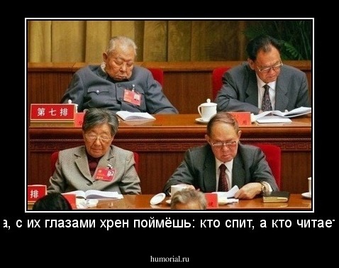 Да, с их глазами хрен поймёшь: кто спит, а кто читает...