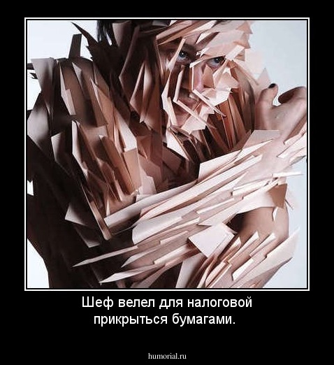Шеф велел  для налоговой прикрыться бумагами.