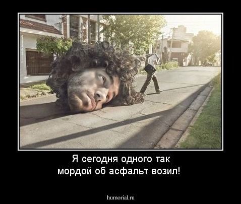 Я сегодня одного так мордой об асфальт возил!