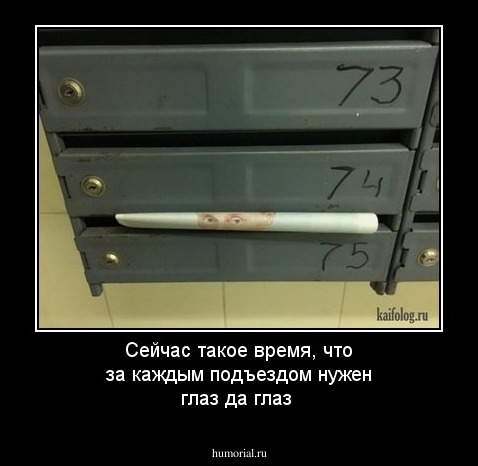 Сейчас такое время, что за каждым подъездом нужен глаз да глаз