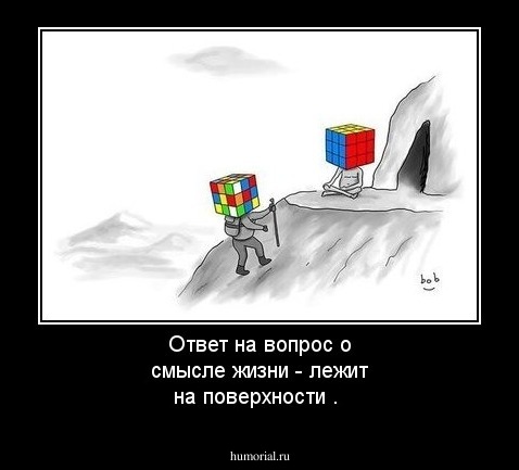 Ответ на вопрос  о смысле жизни - лежит на поверхности .