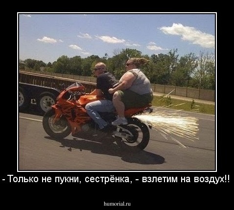 - Только не пукни, сестрёнка, - взлетим на воздух!!!