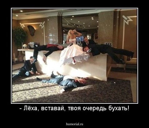 - Лёха, вставай, твоя очередь бухать!