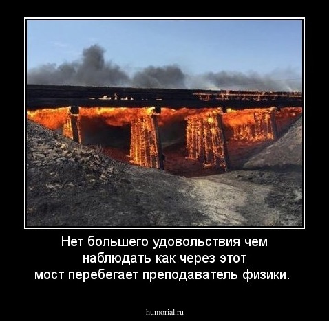 Нет большего удовольствия чем наблюдать как через этот мост перебегает преподаватель физики.