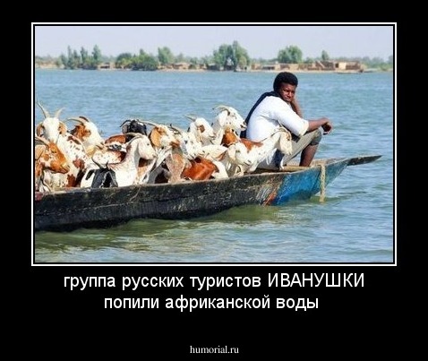 группа русских туристов ИВАНУШКИ попили африканской воды