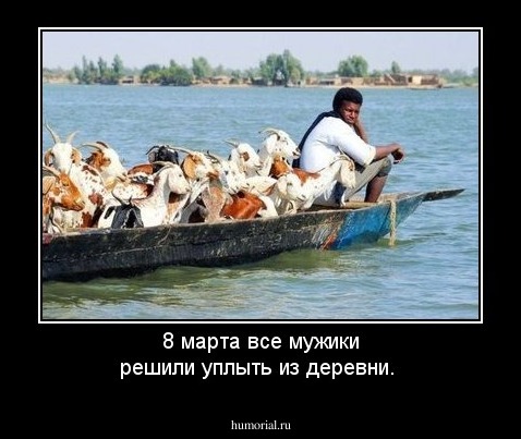 8 марта все мужики решили уплыть из деревни.