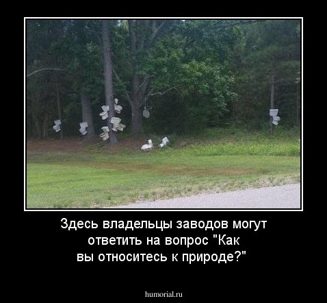 Здесь владельцы заводов могут ответить на вопрос "Как вы относитесь к природе?"