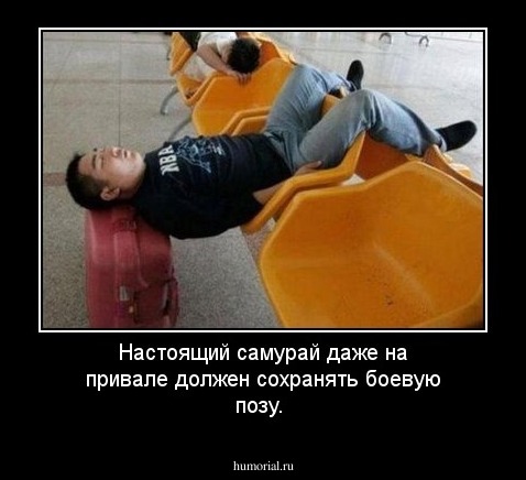 Настоящий самурай даже на привале должен сохранять боевую позу.