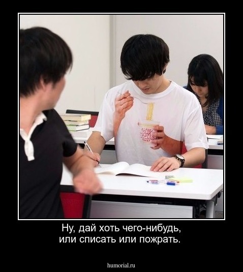 Ну, дай хоть чего-нибудь, или списать или пожрать.