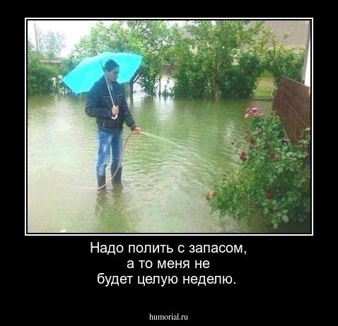 Надо полить с запасом, а то меня не будет целую неделю.
