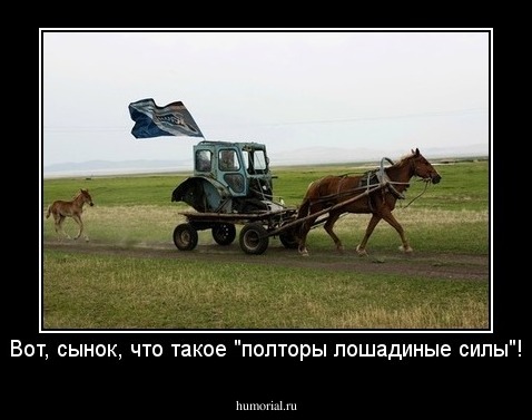 Вот, сынок, что такое "полторы лошадиные силы"!