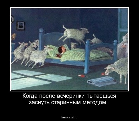Когда после вечеринки пытаешься заснуть старинным методом.