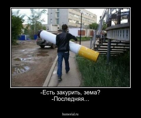 -Есть закурить, зема?
-Последняя...