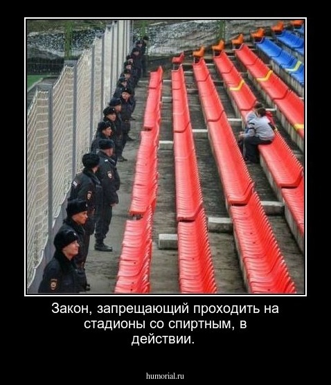 Закон, запрещающий проходить на стадионы со спиртным, в действии.