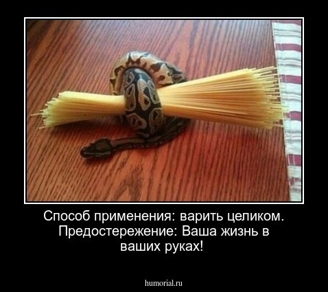 Способ применения: варить целиком. Предостережение: Ваша жизнь в ваших руках!