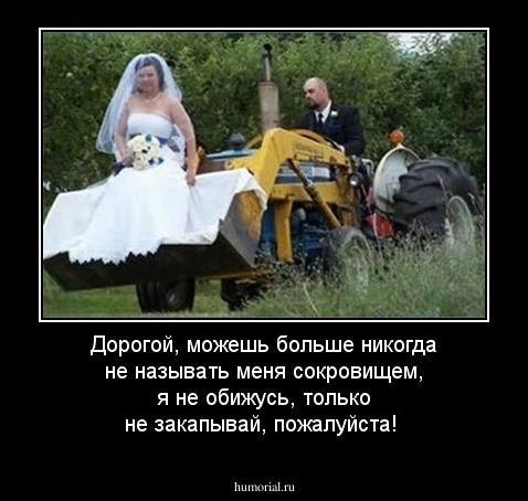Дорогой, можешь больше никогда не называть меня сокровищем, я не обижусь, только не закапывай, пожалуйста!