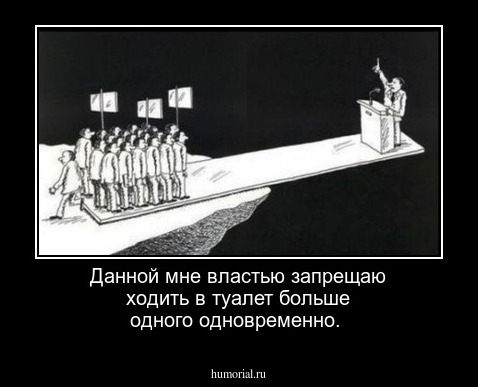 Данной  мне  властью запрещаю  ходить  в  туалет больше  одного одновременно.