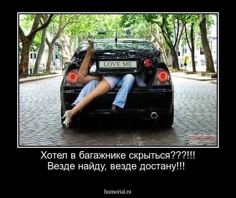 Хотел в багажнике скрыться???!!! Везде найду, везде достану!!!