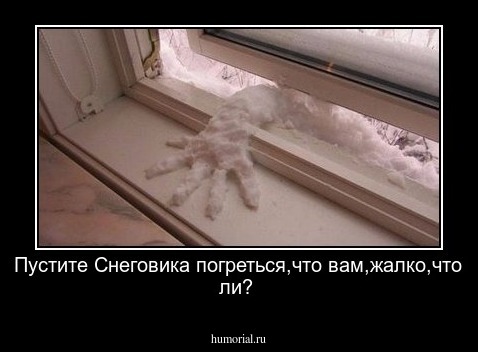 Пустите Снеговика погреться,что вам,жалко,что ли?