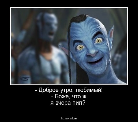  - Доброе утро, любимый!
 - Боже, что ж я вчера пил?