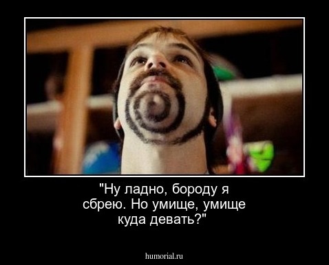 "Ну ладно, бороду я сбрею. Но умище, умище куда девать?"