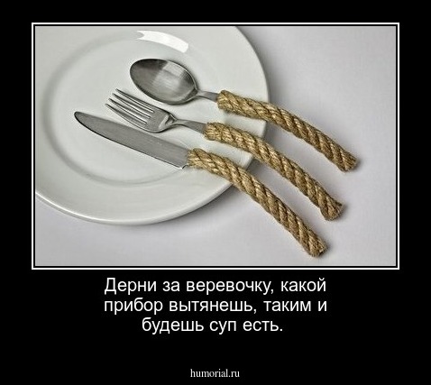 Дерни за веревочку, какой прибор вытянешь, таким и будешь суп есть.