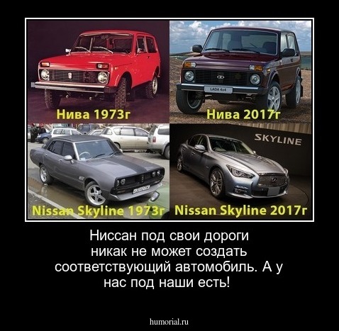 Ниссан под свои дороги никак не может создать соответствующий автомобиль. А у нас под наши есть!