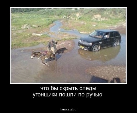 что бы скрыть следы угонщики пошли по ручью