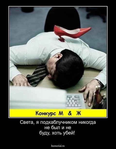Света,  я подкаблучником никогда  не был и не буду, хоть  убей!