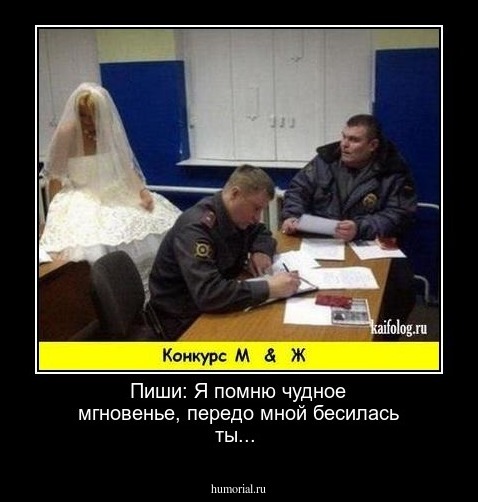 Пиши: Я помню чудное мгновенье, передо мной бесилась  ты...
