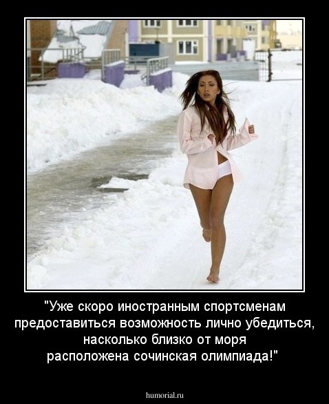 "Уже скоро иностранным спортсменам предоставиться возможность лично убедиться, насколько близко от моря расположена сочинская олимпиада!"