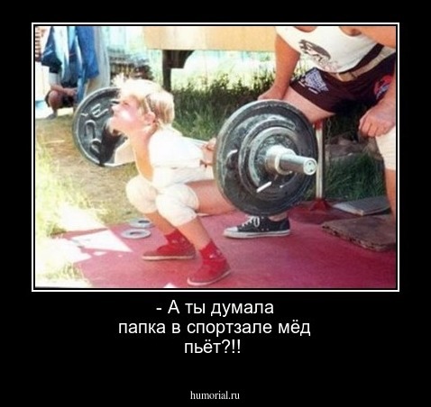 - А ты думала папка в спортзале мёд пьёт?!!