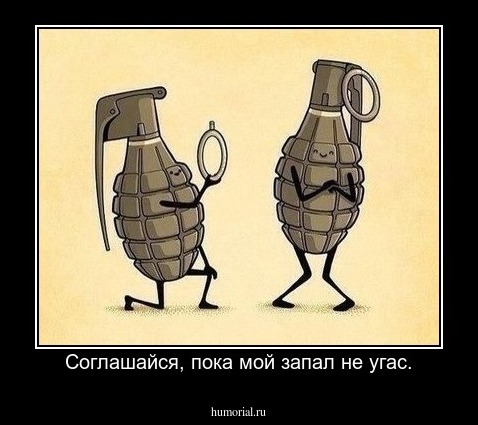 Соглашайся, пока мой запал не угас.