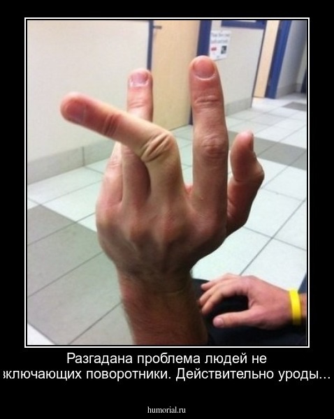 Разгадана проблема людей не включающих поворотники. Действительно уроды...