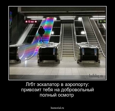 Лгбт эскалатор в аэропорту: привозит тебя на добровольный полный осмотр