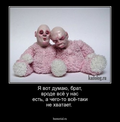 Я вот думаю, брат, вроде всё у нас есть, а чего-то всё-таки не хватает.