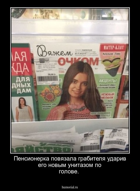 Пенсионерка повязала грабителя ударив его новым унитазом по голове.